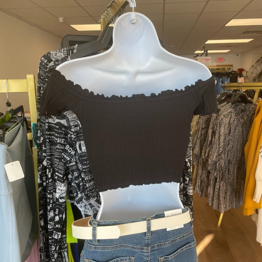 Off Shoulder Rib Top - Picture 2 of 2